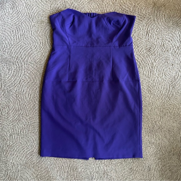 NWT French Connection Echo Crepe Cobalt Violet Midi Cocktail Dress, Size 12 - Picture 7 of 14
